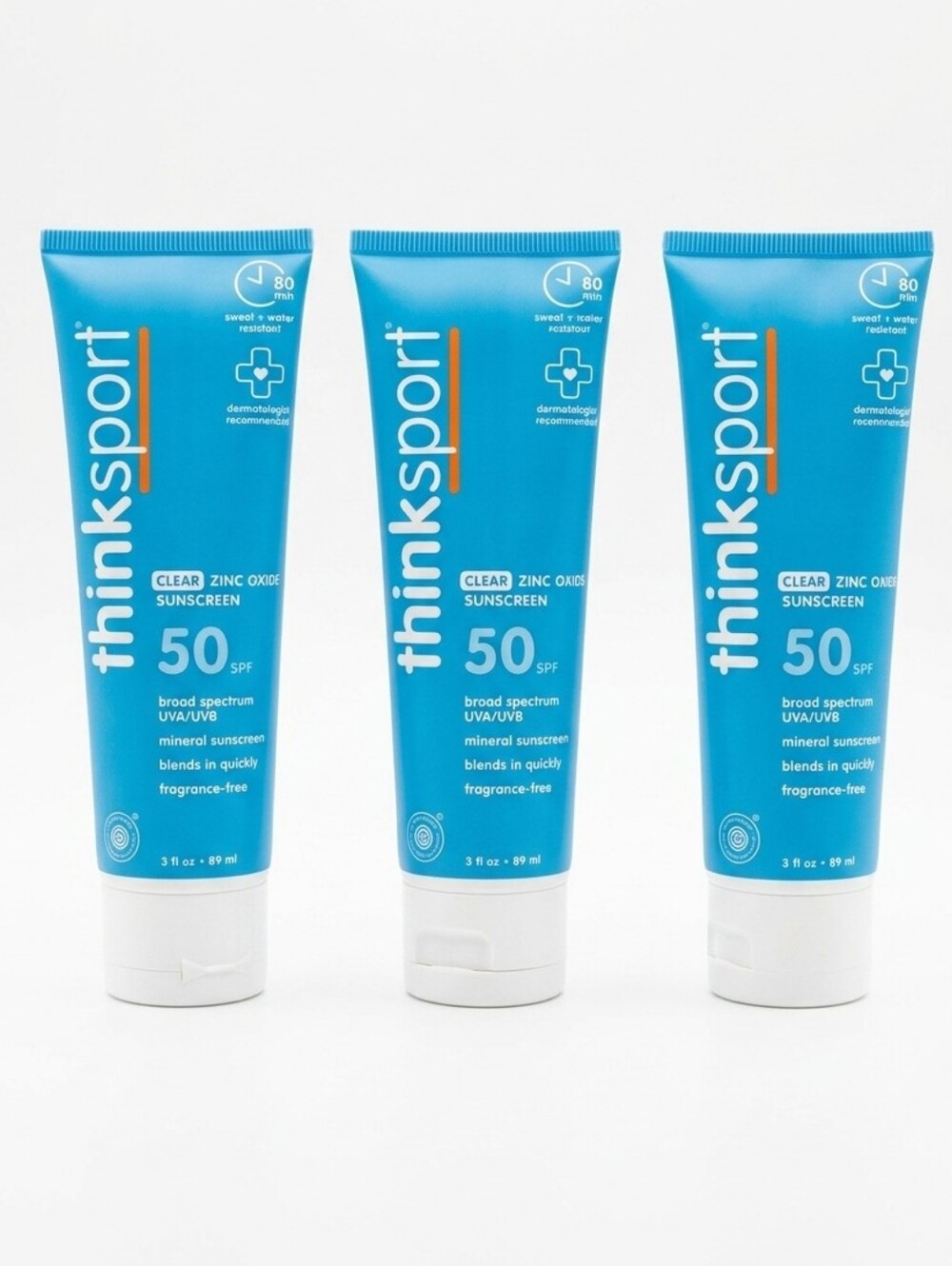 Think Sport Clear Zinc Oxide Sunscreen SPF 50 (3 Pack)